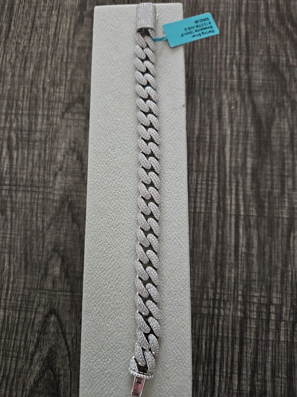 925 Silver 13mm Moissanite Cuban Link Bracelet 8
